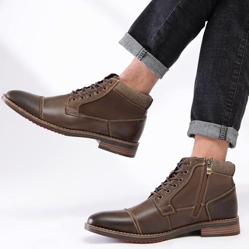 Image of Arkbird Men's Dress Boots Genuine Leather Cap Toe Ankle Boot with Side Zipper for Casual Business Formal Wear