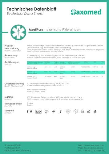Verbandsmaterial Mullbinden 8cm x 4m – 20 Stück elastische Fixierbinde Bandage – latexfreie Binden Verband dehnbar