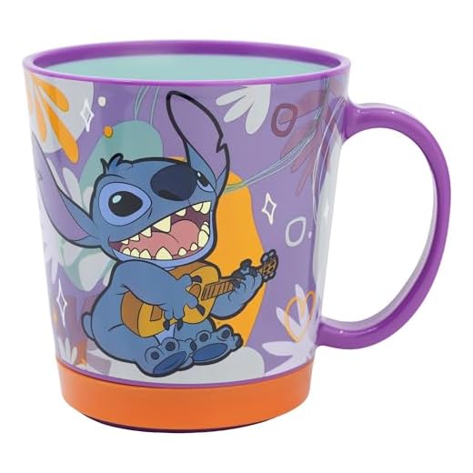 Taza antivuelco de plástico 410 ml de Stitch