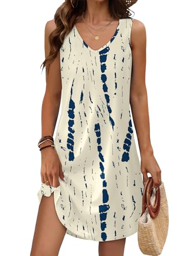 Image of Aokosor Womens Summer Dresses 2026 Loose V Neck Sleeveless Dress Sundresses Swimsuit Coverup Vacation Outfits
