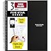 Five Star Spiral Notebook, 3 Subject, Wide Ruled Paper, 150 Sheets, 10-1/2" x 8", Black (73094)