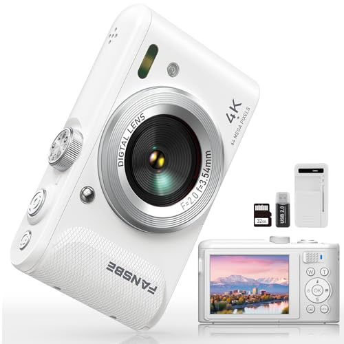 Fansbe Smart Digital Camera, 4K Vlogging Camera with 64MP, Point and Shoot Digital Cameras with 18X...