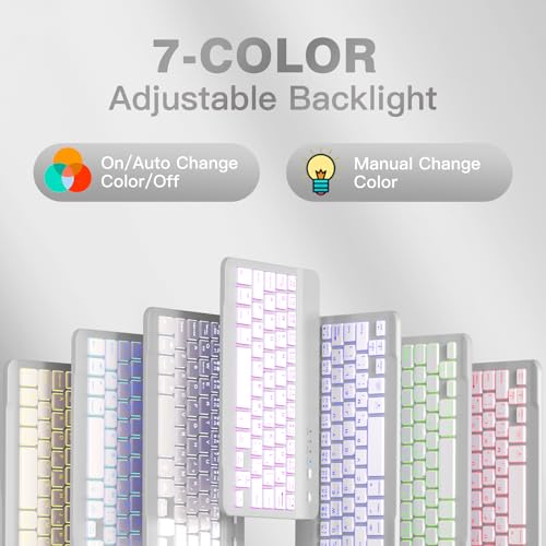 Image of for iPad mini 7 Keyboard Case A17 Pro 2024 /iPad Mini 6 Generation Case with Keyboard 2021 8.3 Inch, Pencil Holder, 7 Color Backlit Detachable Keyboard Cover for iPad mini 7th /6th Gen,Grey