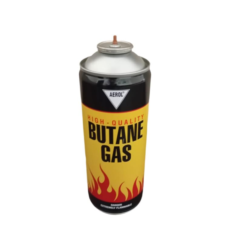 Image of Aerol Steel Butane Gas Canister 225GM for Camping Stove, Blow Torch & Portable Burner | Fuel Cartridge