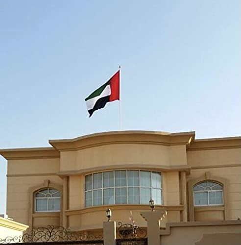 علم دولة الامارات العربية المتحدة كبير (120 سم × 190 سم) من قماش الساتان للمنزل والمكتب واليوم الوطني والمناسبات الوطنية (عبوة من قطعة واحدة، تأتي في شنطة بسحاب قابلة لاعادة الاستخدام للتخزين واعادة الاستخدام) من الفخامة