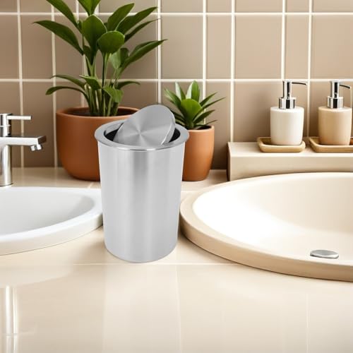 Caneca de basura empotrable de acero inoxidable con tapa abatible 3 piezas miniatura 5