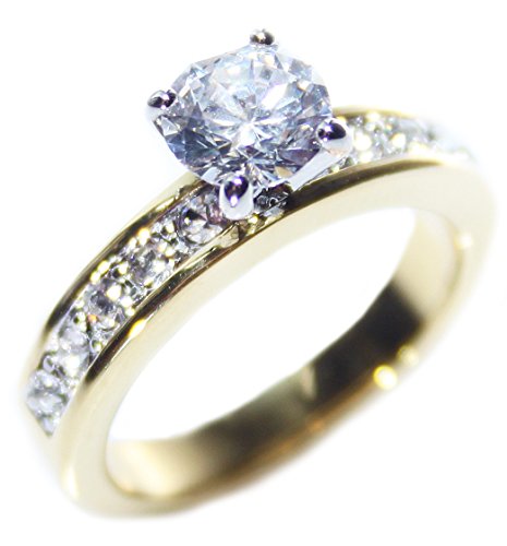 BLOW OUT SALE! Ah! Jewellery. Beautiful Lab Created Flawless Diamond 6mm Brilliant Round Ring. Stunning Heavily Gold Electroplated. Excellent Quality.