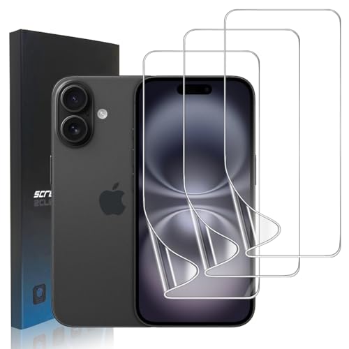 Film hydrogel pour iPhone 16 lot de 3 protections d'écran transparentes et souples en TPU anti-bulle