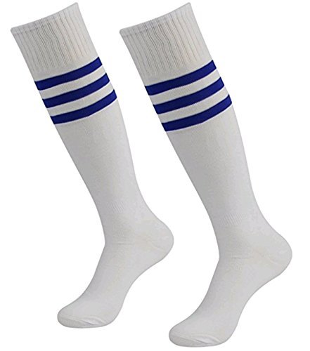 Cosanter Unisexe Chaussettes hautes Extensible Football Sport Chaussettes Classique Rayées Mi-Bas en Coton pour Sportif Cheerleaders