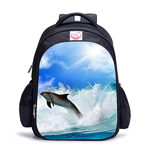 Sac à dos dauphin imprimé 3D de 16 pouces pour le collège et les sorties