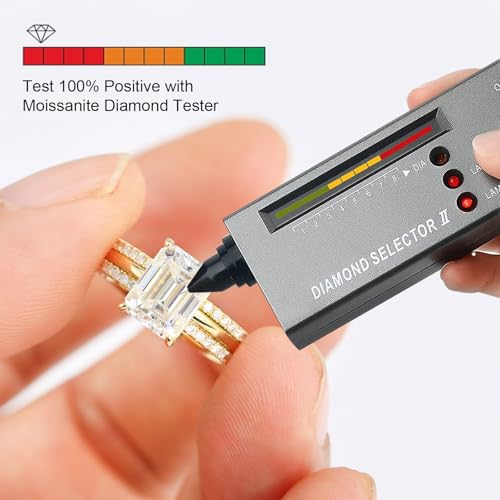 3.5CT Moissanite Bridal Ring Sets for Women D Color VVS1 Clarity Emerald Cut Lab Created Diamond Wedding Ring Sets S925 Sterling Silver with 9K Gold Plated Engagement Rings for Her Size 6.54