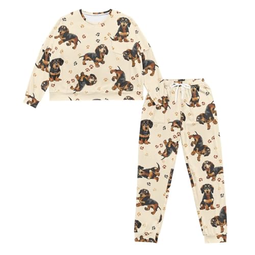 Image of Women's 2 Piece Printed Pajama Set Long Sleeve Sleepwear Set with Long Pants Casual Lounge Sets with Pocket