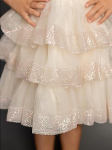 Tiered Flower Girl Dress Sparkly Tulle Fancy Knee Length A Line Girls Princess Wedding Party Pageant Ball Gowns4