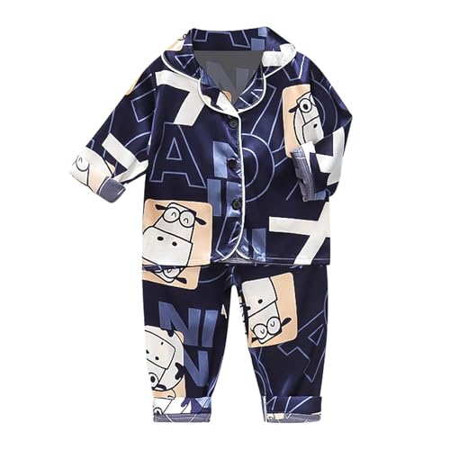 幼児 キッズ ベビー 男の子 女の子 恐竜 動物 花柄 サテン ボタンダウン シャツ トップス + ロングパンツ シルク パジャマ 寝巻き 衣装 ラウンジウェア セット445