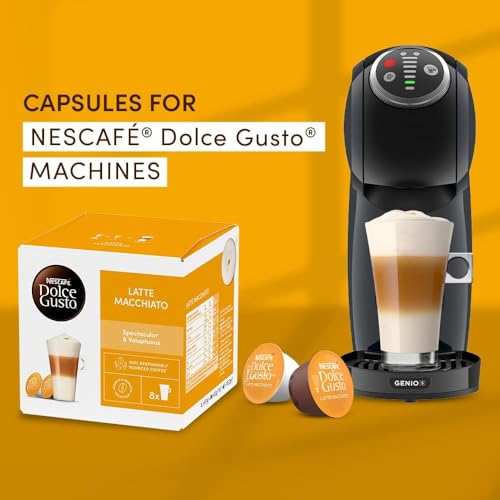 Image of Nescafe Dolce Gusto Latte Macchiato Coffee Capsules, DECADENT Premium Arabica & Robusta, 137.4g, 6 Cups (Product Of UK)
