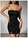 Milumia Women Sexy Floral Strapless Tube Top Dress Mesh Ruched Bodycon Party Club Date Night Mini Dress Black Small