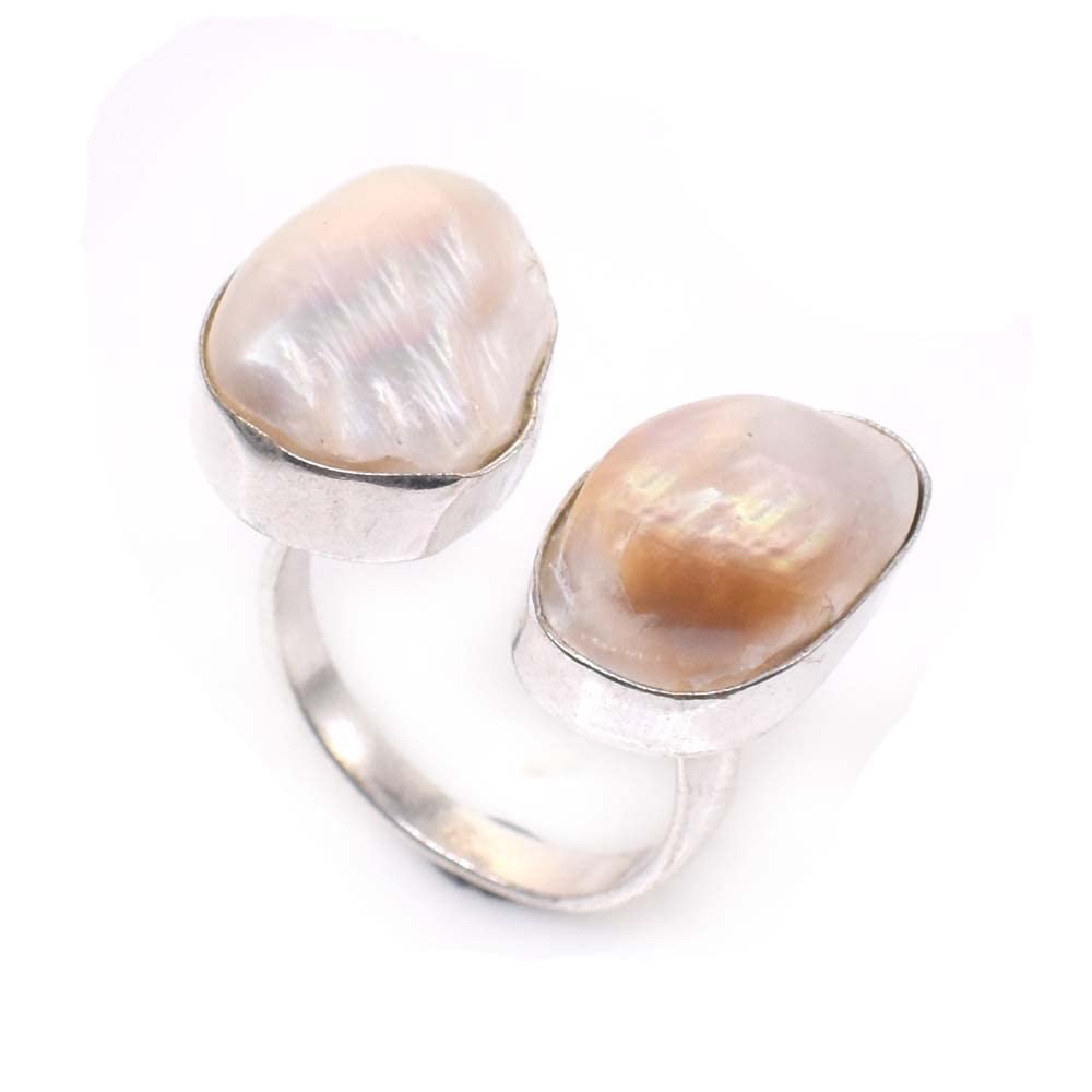 Nimbark Gorgeous Baroque Pearl Silver Plated Unique Jewelry Adjustable Gift Ring-picture-20