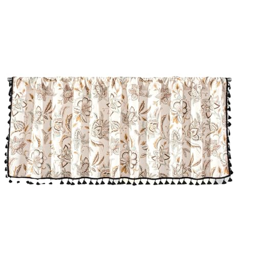 Visillo para café estilo cortina corta bohemia de algodón y lino beige 7