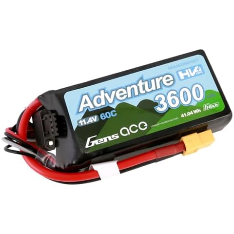 Gens ace G-Tech Adventure High Voltage 11.4V 3600mAh 60C 3S Lipo Battery with XT60 Plug Cover