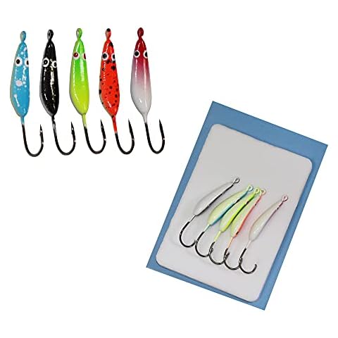 Laxygo Ice Fishing Jig Set Fishing Bait Lures Kit Jig Head Hook Set for Panfish, Pike, Walleye, Perch and Crappies... (Type-C-5pcs) Cover