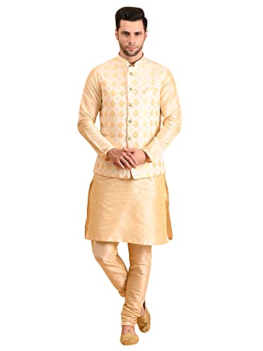 Image of Uri and MacKenzie Men's Silk Blend Kurta Pajama with Designer Ethnic Nehru Jacket /Modi Jacket