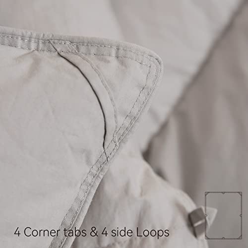 Airluck Feather Down Comforter Queen Size Full Duvet Insert Hotel Fluffy Down Blanket Frost Frost Grey 90X90 Inches Winter Warmth 60Oz Soft Down Proof Cotton Poly Cover With Corner Tabs #TOP3