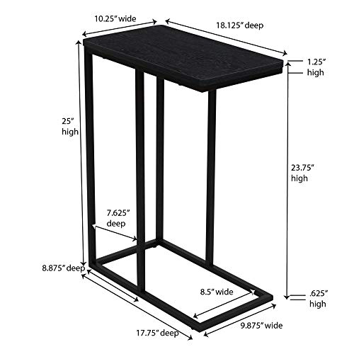 Household Essentials Jamestown C-Shaped for Accessibility Side End Table Black Oak Wood Grain and Black Metal by Household Essentials - Image 6