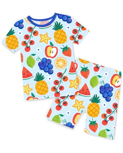 babee Reshinee Bamboo Viscose Toddler Pajamas Boys Girls Kids Baby Cool Short Summer Fruit Pjs Set 3-4T Two Piece