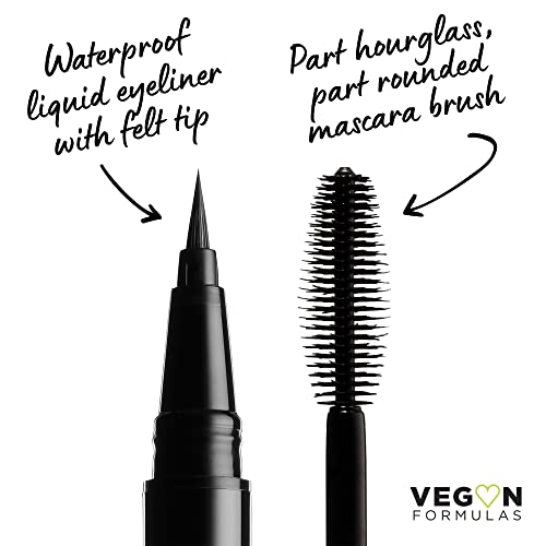 Nyx Professional Makeup Epic Ink Liner, Waterproof Liquid Eyeliner (Black) + Mascara On The Rise Volume Liftscara #TOP6