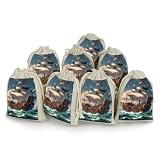 FJWKLRBV Fantasy Pirate Ship Small Burlap Bags 8 PCS Burlap Gift Bags with Drawstring Storage Bag Jewelry Pouch