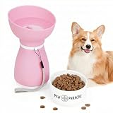PAWPANACHE - Botella Agua Perro, 500ml, Bebedero Perro portátil, Plegable, Compartimento de Comida, Botella de Agua para Perro Calle, Antigoteo, Portátil para Paseos y Viajes (Rosa)