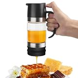YIYOBEATFO Glass Honey Dispenser,10 OZ Honey Pot with Handle,No Drip Honey Container Jar,Maple Syrup Dispenser,Ideal for Honey and Syrup,Black base