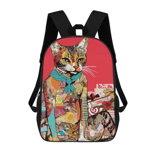 Mochila de hombro impermeable con diseño de gato