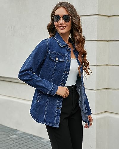 luvamia 2025 Jean Jackets for Women Fashion Denim Jacket Western Oversized Shacket Jacket Button Up with Pockets4