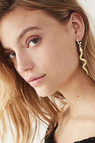 Zitulry 9 Pairs Snake Earrings Charm Huggie Hoop Earrings Set Punk Rhinestone Serpent Drop Dangle Stud Earrings Minimalist Crystal Long Snake Earrings For Women Girls Jewelry Gift,Gold #TOP1