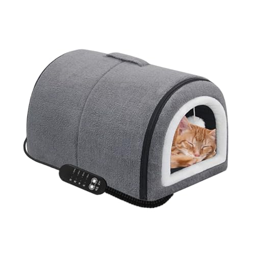 Cuccia riscaldata per cani, con tetto, rimovibile, semi-chiusa, con tetto ad arco, regolazione della temperatura, per cuccioli di piccola e media taglia, per viaggi invernali a casa