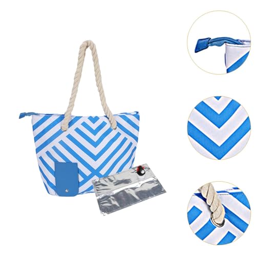 Drink Purse Beach Tote Bag Women Thermal Bag Carry Tote Drink Bottle Carrier for Wedding Travel Outdoor Housewarming, Blue 5