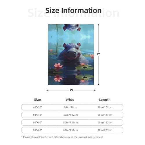 Couverture hippopotame 203x152 cm jeté de lit imprimé chaud