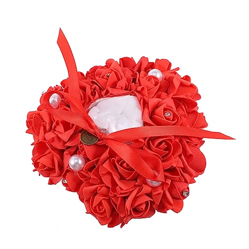 HOLIDYOYO Heart Shape Bridal Pillow Design Elegant Wedding Cushion for Ceremony Romantic Theme for Engagements Anniversaries