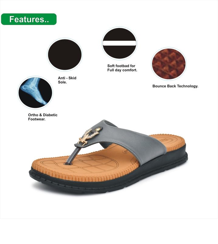 Image of HEALTH FIT Diabetic & Orthopedic with Super Extra Soft Ortho Care Anti-Skid Doubleu Flip-Flops for women Slippers /Doctor Chappal & Footwear HF329