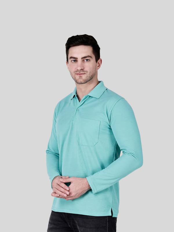 Image of Full Sleeve Men's Polo T-Shirt | Regular Fit, Soft & Breathable Cotton Blend Fabric | Classic Polo Collar, Casual & Office Wear | Available in Sizes M to 6XL, Multiple Colors