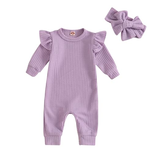 Image of Lucikamy Newborn Baby Boy Girl Clothes Infant Romper Jumpsuit Long Sleeve One Piece Bodysuit Fall Winter Coming Home Outfit