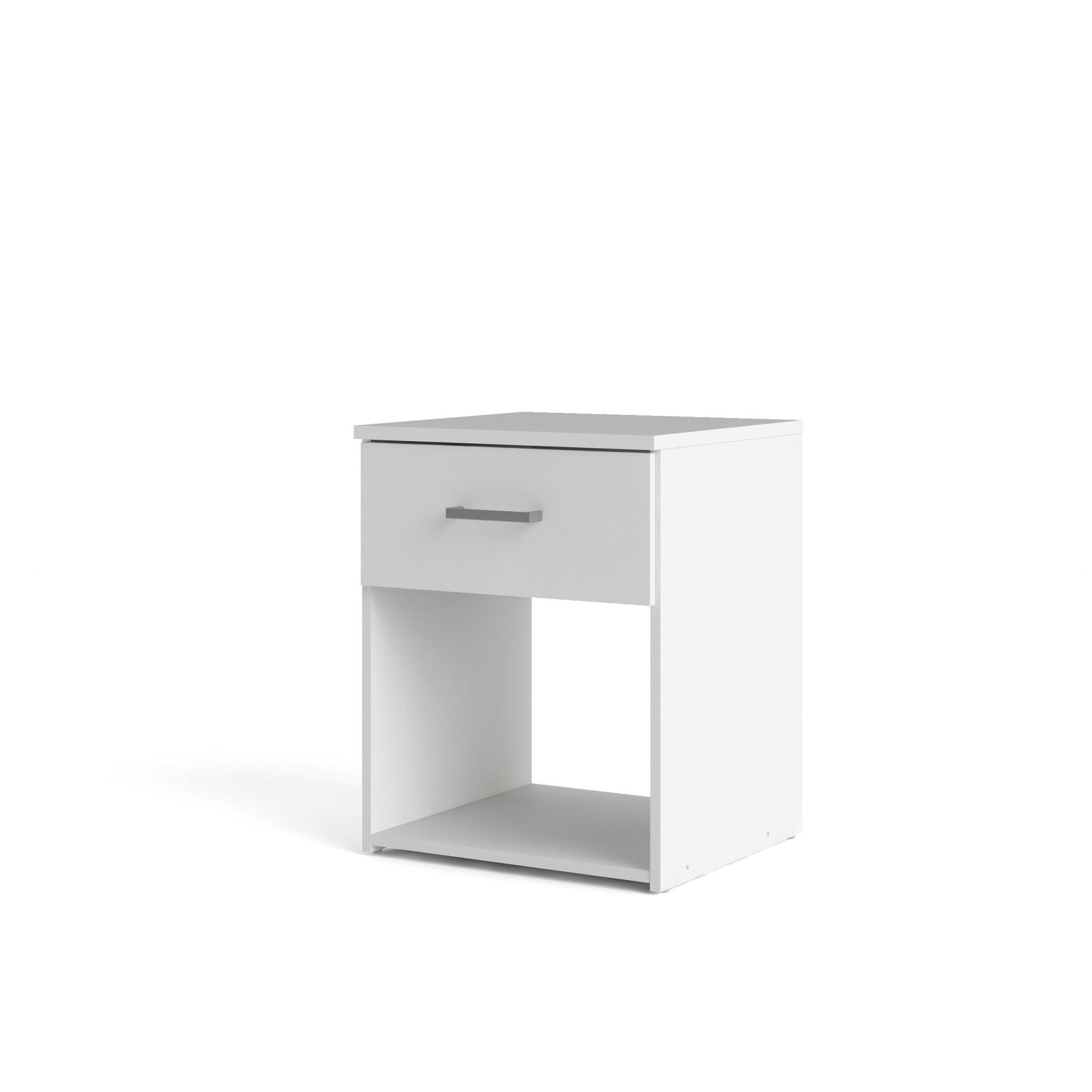 Dmora Comodino 35.95x37.6x47.5h cm Bianco Un Cassetto Apertura Scorrevole, Chiusura Scorrevole
