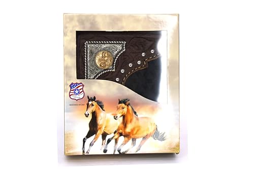 Cowboy Short Wallet Card Holder Genuine Leather Wallet 210D Prayer BK3