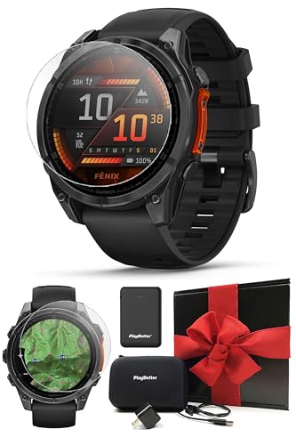 Garmin Fenix 8 AMOLED (47mm, Slate Gray/Black) Multisport GPS Smartwatch Gift Box Bundle - 1.4