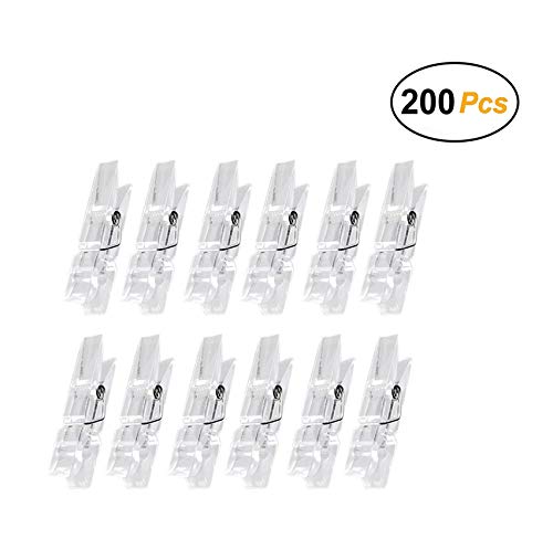 Easy 99 200 Pcs 1.4 inch Mini Spring Transparent Clips Plastic Clothespin Photo
