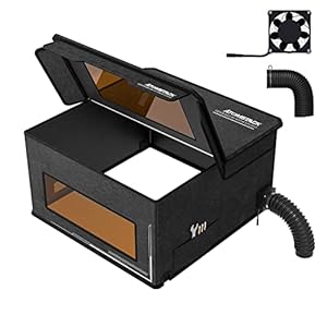 ATOMSTACK FB2 Beschermbox voor lasergraveermachine, behuizing stofdicht afdekking, volledige oogbescherming, vuurvast, stofdicht, snelle montage, met 2 m rookafvoerpijpstretch, 750 x 750 mm