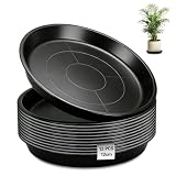 Ezitruz 12 STK Blumentopf Untersetzer, 30 cm Pflanzen Untersetzer, Rund Unterteller Blumentopf, Blumenuntersetzer Kunststoff, Blumentopfmatte Schwarz Pflanzenuntersetzer für Garten Balkon Wohnzimmer