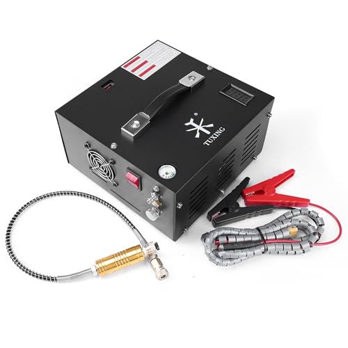 TUXING 30 MPa 4500 PSI Compresor de Aire, Bomba de Aire de Alta Presión, Libre de Aceite y Agua con Conector para Rifle de Aire PCP