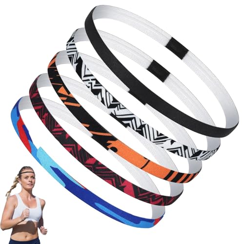 5 Pcs Bandeaux de Sport, Bandeaux Antidérapants Serre Tete...